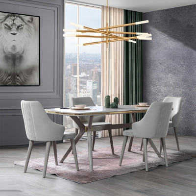 Modernen Iessdësch 6x Still Designer Luxus Iesszëmmer Miwwelen Holz Iessgrupp.