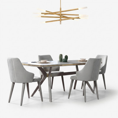 Modernen Iessdësch 6x Still Designer Luxus Iesszëmmer Miwwelen Holz Iessgrupp.
