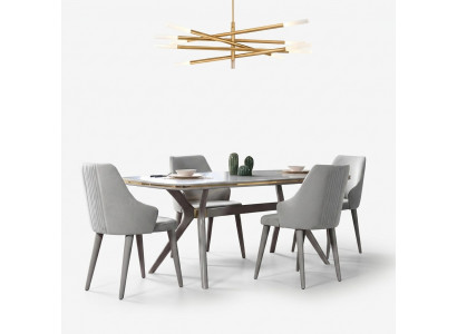 Modernen Iessdësch 6x Still Designer Luxus Iesszëmmer Miwwelen Holz Iessgrupp.