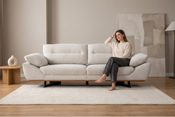 Komfort Designer Canapé 3 Sëtzer Couch Polstersofa Design Wäiss am Wunnzëmmer