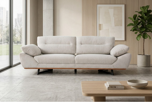 Komfort Designer Canapé 3 Sëtzer Couch Polstersofa Design Wäiss am Wunnzëmmer