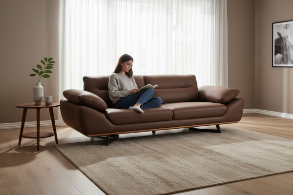 Modern Designer Sofa 3 Sëtzer 240cm XXL Canapé Polstersofas Design Braun