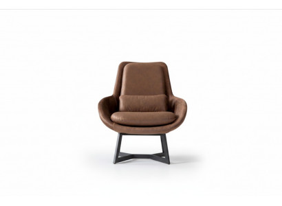 Designer Fotell 1 Sëtz Kënschtlecher Lieder Couch Polster Fotell Design Braun