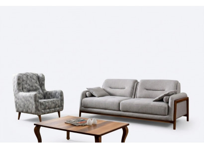 Zwee Deeler Wunnzëmmer Sofa Set Dräisitzege Sofa Modern Aarmstull Textil