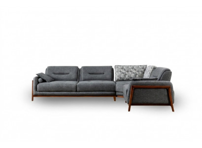 Designer Ecksofa L-Form Luxus Polster Textil Wunnlandschaft Miwwelen am Wunnzëmmer
