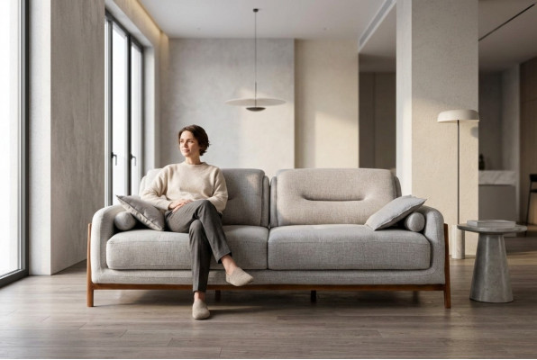 Luxus Sofa 3 Sëtzer Dräisëtzer Miwwelen am Wunnzëmmer Modern Polster Textil