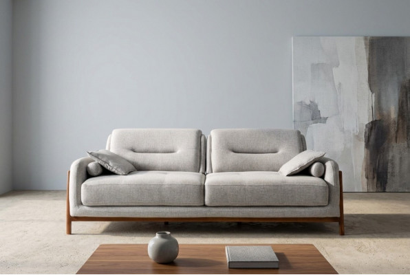 Luxus Sofa 3 Sëtzer Dräisëtzer Miwwelen am Wunnzëmmer Modern Polster Textil