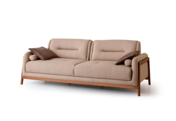 Designer Canapé 3 Sëtzer Luxus Polster Braun Sofa Wunnzëmmer Miwwelen