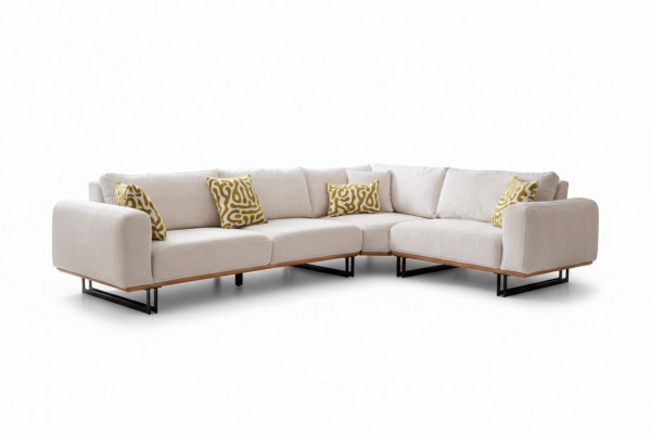 Luxus Eckcouch L Form Stoffcouch Sofa Wäiss Polstersofa Sëtz Ecksalon