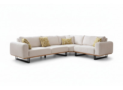 Luxus Eckcouch L Form Stoffcouch Sofa Wäiss Polstersofa Sëtz Ecksalon