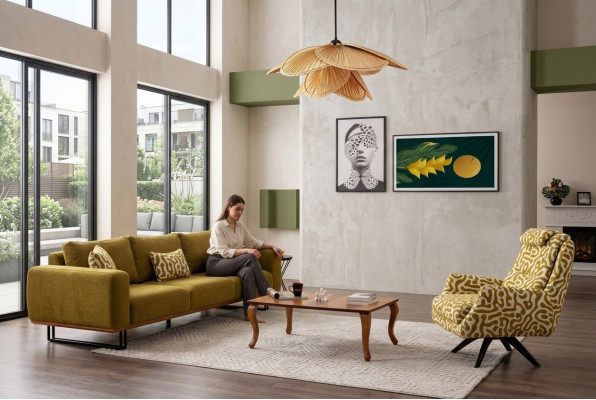 Luxus Sofagarnitur 4 + 1 Sëtzer Set Designer Sofa Textil Polster Couchen