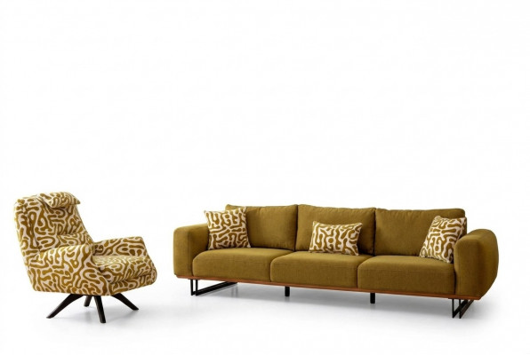 Luxus Sofagarnitur 4 + 1 Sëtzer Set Designer Sofa Textil Polster Couchen