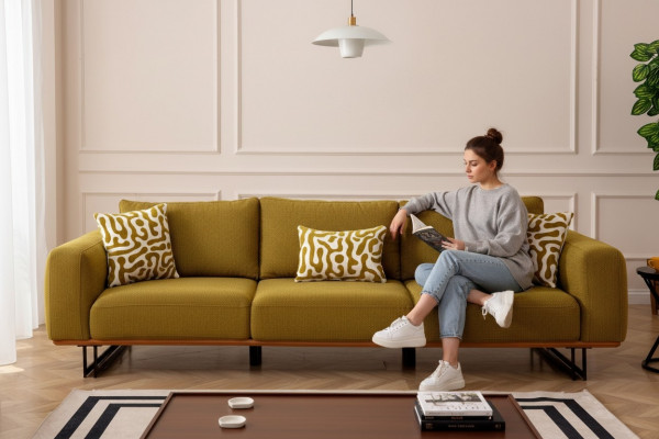 Italienesch Sofa Couch Polster 4 Sëtz Mëbel 270cm Textil Couchen Nei