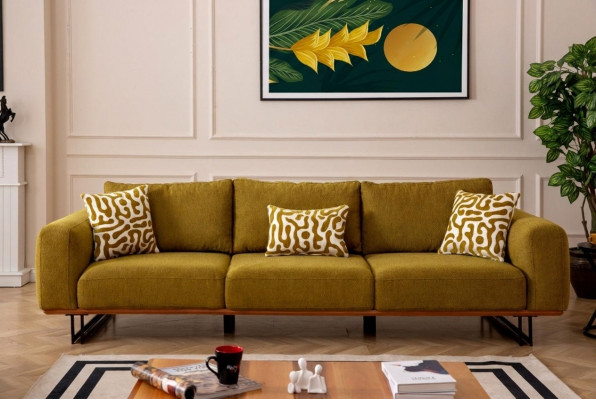 Italienesch Sofa Couch Polster 4 Sëtz Mëbel 270cm Textil Couchen Nei