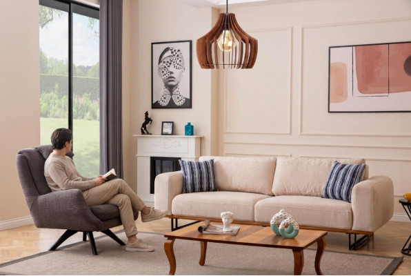 Luxus 2-Deeler Wunnzëmmer Set Sofa 3-Sëtz mat Fauteuil Design Sofagarnitur