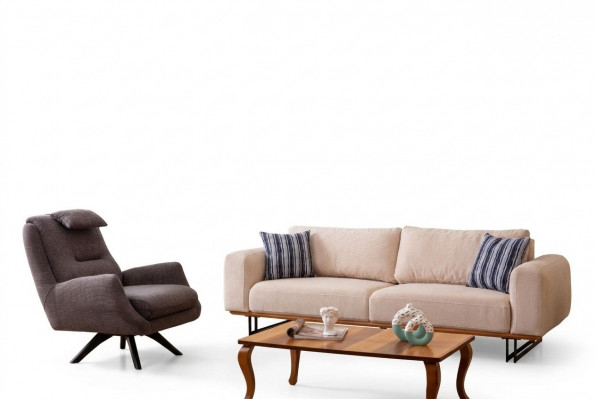 Luxus 2-Deeler Wunnzëmmer Set Sofa 3-Sëtz mat Fauteuil Design Sofagarnitur