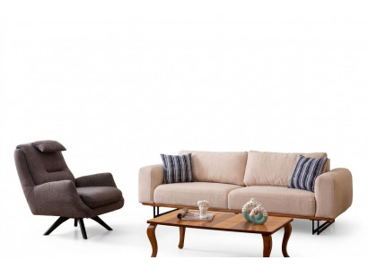 Luxus 2-Deeler Wunnzëmmer Set Sofa 3-Sëtz mat Fauteuil Design Sofagarnitur