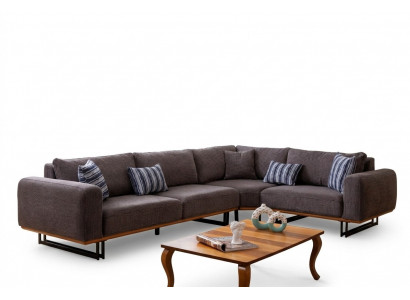 Designer Eckcanapé L-Form Polster Textil Modern Braun Luxus Wunnlandschaft