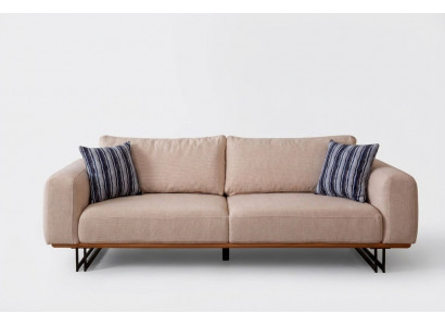 Designer Canapé 3 Sëtzer Polster Textil Modern Polster Beige 230cm Canapéen