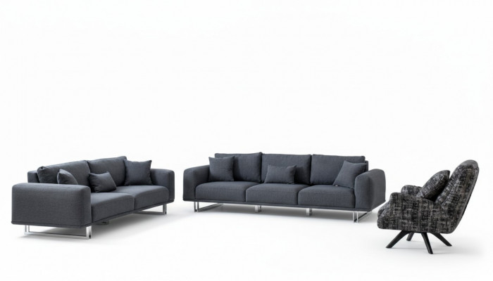 Designer Wunnzëmmer Set Sofagarnitur 4 + 3 + 1 Sëtz Luxus Groo Wunnlandschaft