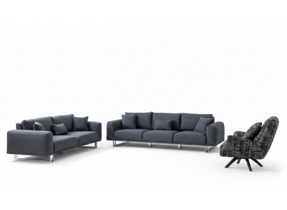 Designer Wunnzëmmer Set Sofagarnitur 4 + 3 + 1 Sëtz Luxus Groo Wunnlandschaft