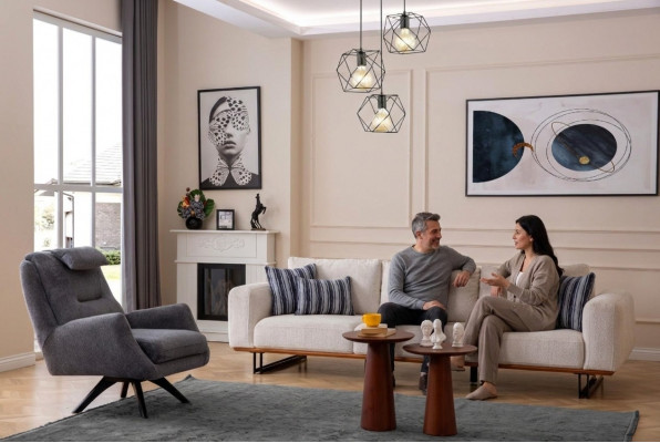 Luxus Stuff Set 2 Deeler Design Canapé-Set 4+1 Sëtz Sofas Miwwelen