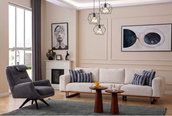 Luxus Stuff Set 2 Deeler Design Canapé-Set 4+1 Sëtz Sofas Miwwelen