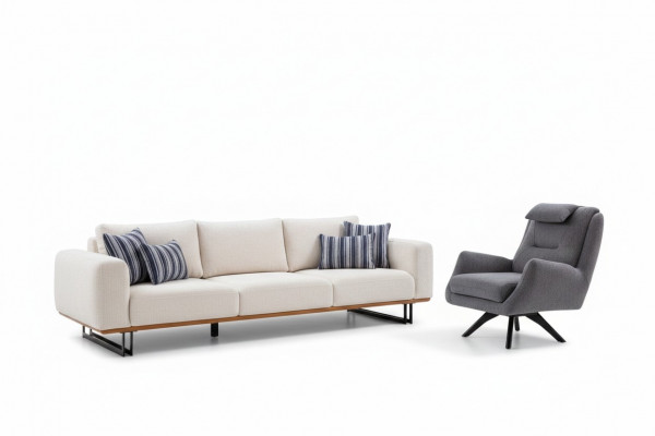 Luxus Stuff Set 2 Deeler Design Canapé-Set 4+1 Sëtz Sofas Miwwelen