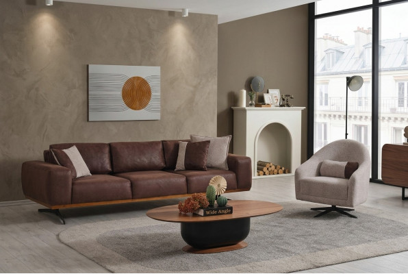 Modern Wunnzëmmer Set 2 Stécker. Sofa Still 4+1 Sëtzer Sofagarnitur Sofaen Couchen