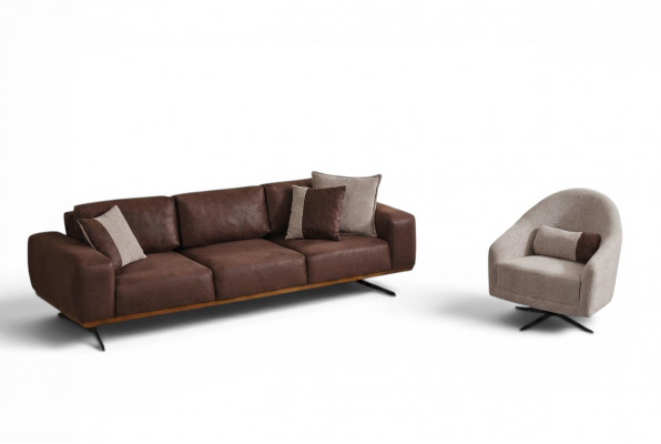Modern Wunnzëmmer Set 2 Stécker. Sofa Still 4+1 Sëtzer Sofagarnitur Sofaen Couchen