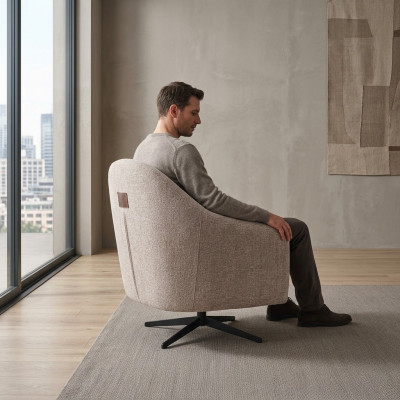 Moderne Sëtzgrau Lounge Club Wunnzëmmer Stil Polsterung Textil Einsëtzerei