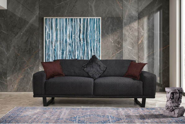 Design Sofa 3 - Sëtzer Wunnzëmmer Luxus Schwaarz Miwwel Couchen Sofas