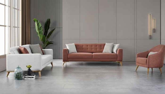 Wunnzëmmer Set Stilvoll Sofagarnitur 3+3+1 Sëtzer Luxus Couchen Sofa Miwwelen