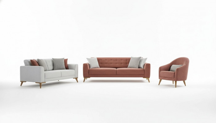 Wunnzëmmer Set Stilvoll Sofagarnitur 3+3+1 Sëtzer Luxus Couchen Sofa Miwwelen