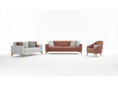 Wunnzëmmer Set Stilvoll Sofagarnitur 3+3+1 Sëtzer Luxus Couchen Sofa Miwwelen
