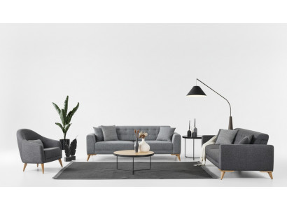 Stilvoll Wunnzëmmer Set 3 Deeler Luxus Miwwelen Gro Modern Design 3+1 Canapé.