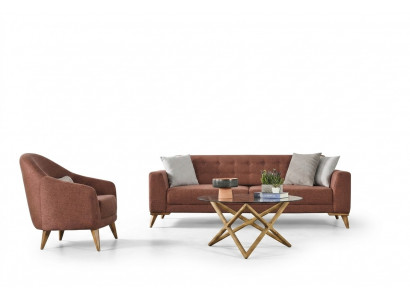Wunnzëmmer Set Rosa Stilvoll Garnitur Sofa 3+1 Sëtz Sofa Sesselen Couchen