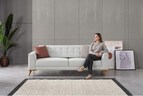 Luxus Sofa 3-Sëtzer Design Miwwel Stilvoll Wunnzëmmer Dräisëtzer Couch
