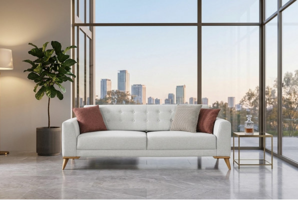 Luxus Sofa 3-Sëtzer Design Miwwel Stilvoll Wunnzëmmer Dräisëtzer Couch