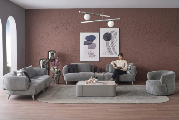 Couch Sofagarnitur 3+3+1 Sëtz Gro Sofa Luxus Miwwelen Wunnzëmmer Couchen