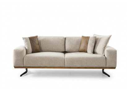 Designer Dräisëtzer Sofa Beige Faarf Luxus Miwwelen am Wunnzëmmer 225cm