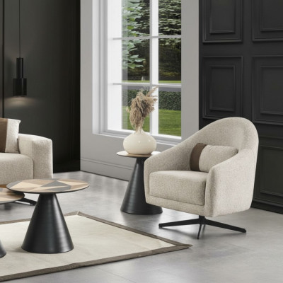 Luxus Sessel Stilvoll Miwwel Wunnzëmmer Design Rotéierbar Lounge Club Holz