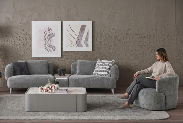 Luxus Wunnzëmmer Set 2tlg. Drésëtzole Sofasëtzel 3+1 Sofaspär Couchen