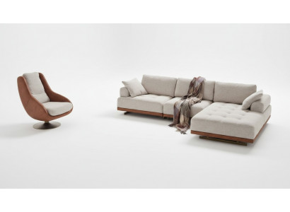 Stilvoll Wunnzëmmer Set 2tlg. Luxus Ecksofa L-Form + Fauteuil Designer Set
