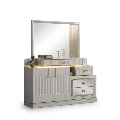 Luxus Kommode mat Spigel Schlofzëmmer Miwwelen Stil wäiss Sideboard Miwwelen