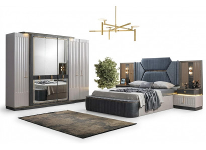 Schlofzëmmer Set Bett 2x Nuetsdëscher Kleederschaf 4-teilëg Design Schaf