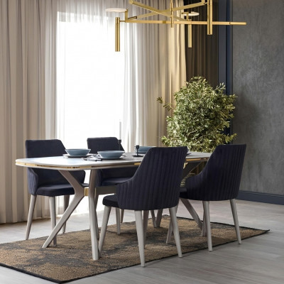 Modern 7-stéck Iesszëmmer Set Dësch 6x Still Modern Iessenset Sets