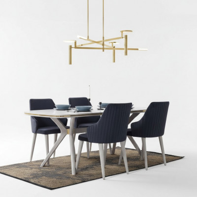 Modern 7-stéck Iesszëmmer Set Dësch 6x Still Modern Iessenset Sets