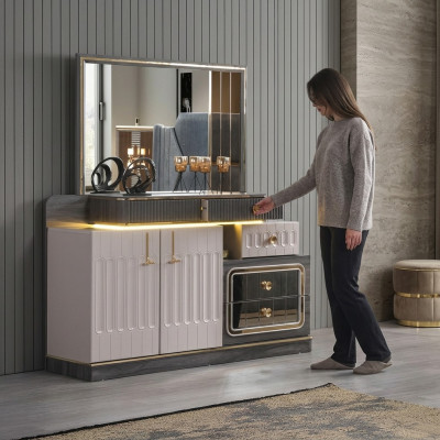 Kommod Spigel Luxus Konsol Säitendësch Design Schlofzëmmer Kommoden