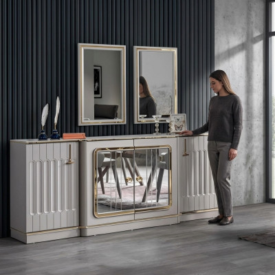 Modern Sideboard mat 2x Spigelen, Designer Luxus Wunnzëmmer Miwwelen Kommode